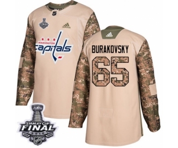 Men's Adidas Washington Capitals #65 Andre Burakovsky Authentic Camo Veterans Day Practice 2018 Stanley Cup Final NHL Jersey