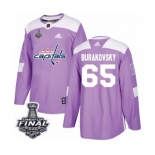 Men's Adidas Washington Capitals #65 Andre Burakovsky Authentic Purple Fights Cancer Practice 2018 Stanley Cup Final NHL Jersey