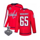 Men's Adidas Washington Capitals #65 Andre Burakovsky Authentic Red Home 2018 Stanley Cup Final NHL Jersey