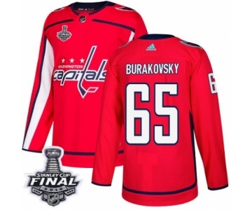 Men's Adidas Washington Capitals #65 Andre Burakovsky Authentic Red Home 2018 Stanley Cup Final NHL Jersey