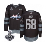 Men's Adidas Washington Capitals #68 Jaromir Jagr Authentic Black 1917-2017 100th Anniversary 2018 Stanley Cup Final NHL Jersey