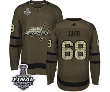 Men's Adidas Washington Capitals #68 Jaromir Jagr Authentic Green Salute to Service 2018 Stanley Cup Final NHL Jersey