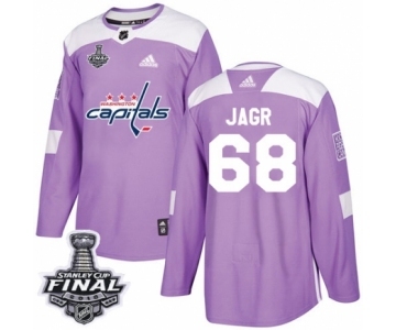 Men's Adidas Washington Capitals #68 Jaromir Jagr Authentic Purple Fights Cancer Practice 2018 Stanley Cup Final NHL Jersey