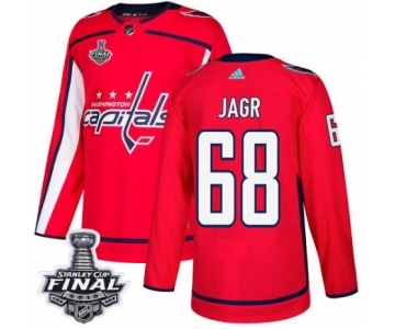 Men's Adidas Washington Capitals #68 Jaromir Jagr Authentic Red Home 2018 Stanley Cup Final NHL Jersey