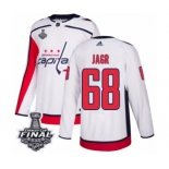 Men's Adidas Washington Capitals #68 Jaromir Jagr Authentic White Away 2018 Stanley Cup Final NHL Jersey