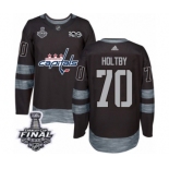 Men's Adidas Washington Capitals #70 Braden Holtby Authentic Black 1917-2017 100th Anniversary 2018 Stanley Cup Final NHL Jersey