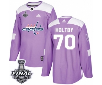 Men's Adidas Washington Capitals #70 Braden Holtby Authentic Purple Fights Cancer Practice 2018 Stanley Cup Final NHL Jersey