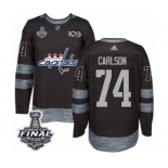 Men's Adidas Washington Capitals #74 John Carlson Authentic Black 1917-2017 100th Anniversary 2018 Stanley Cup Final NHL Jersey