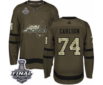 Men's Adidas Washington Capitals #74 John Carlson Authentic Green Salute to Service 2018 Stanley Cup Final NHL Jersey