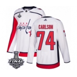 Men's Adidas Washington Capitals #74 John Carlson Authentic White Away 2018 Stanley Cup Final NHL Jersey