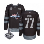 Men's Adidas Washington Capitals #77 T.J. Oshie Authentic Black 1917-2017 100th Anniversary 2018 Stanley Cup Final NHL Jersey