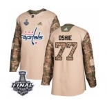 Men's Adidas Washington Capitals #77 T.J. Oshie Authentic Camo Veterans Day Practice 2018 Stanley Cup Final NHL Jersey