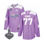 Men's Adidas Washington Capitals #77 T.J. Oshie Authentic Purple Fights Cancer Practice 2018 Stanley Cup Final NHL Jersey