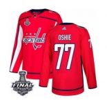 Men's Adidas Washington Capitals #77 T.J. Oshie Authentic Red Home 2018 Stanley Cup Final NHL Jersey