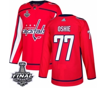 Men's Adidas Washington Capitals #77 T.J. Oshie Premier Red Home 2018 Stanley Cup Final NHL Jersey