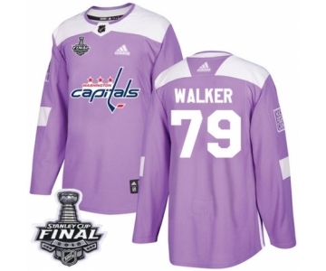 Men's Adidas Washington Capitals #79 Nathan Walker Authentic Purple Fights Cancer Practice 2018 Stanley Cup Final NHL Jersey