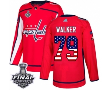 Men's Adidas Washington Capitals #79 Nathan Walker Authentic Red USA Flag Fashion 2018 Stanley Cup Final NHL Jersey