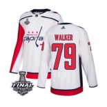 Men's Adidas Washington Capitals #79 Nathan Walker Authentic White Away 2018 Stanley Cup Final NHL Jersey