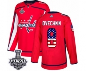 Men's Adidas Washington Capitals #8 Alex Ovechkin Authentic Red USA Flag Fashion 2018 Stanley Cup Final NHL Jersey