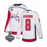 Men's Adidas Washington Capitals #8 Alex Ovechkin Authentic White Away 2018 Stanley Cup Final NHL Jersey