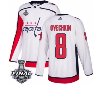 Men's Adidas Washington Capitals #8 Alex Ovechkin Authentic White Away 2018 Stanley Cup Final NHL Jersey