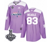 Men's Adidas Washington Capitals #83 Jay Beagle Authentic Purple Fights Cancer Practice 2018 Stanley Cup Final NHL Jersey