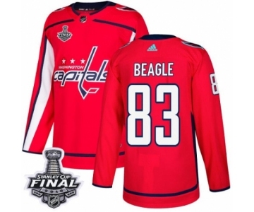 Men's Adidas Washington Capitals #83 Jay Beagle Authentic Red Home 2018 Stanley Cup Final NHL Jersey