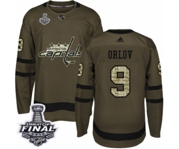 Men's Adidas Washington Capitals #9 Dmitry Orlov Authentic Green Salute to Service 2018 Stanley Cup Final NHL Jersey