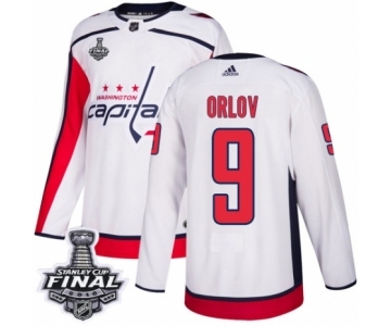 Men's Adidas Washington Capitals #9 Dmitry Orlov Authentic White Away 2018 Stanley Cup Final NHL Jersey