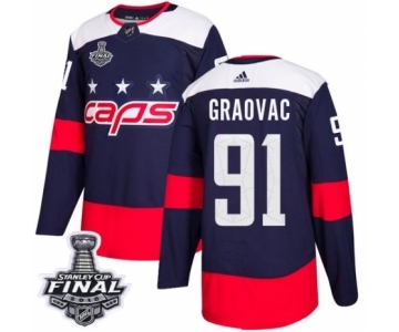 Men's Adidas Washington Capitals #91 Tyler Graovac Authentic Navy Blue 2018 Stadium Series 2018 Stanley Cup Final NHL Jersey