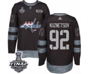 Men's Adidas Washington Capitals #92 Evgeny Kuznetsov Authentic Black 1917-2017 100th Anniversary 2018 Stanley Cup Final NHL Jersey