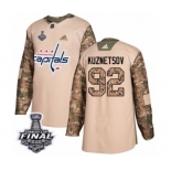 Men's Adidas Washington Capitals #92 Evgeny Kuznetsov Authentic Camo Veterans Day Practice 2018 Stanley Cup Final NHL Jersey