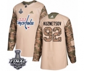 Men's Adidas Washington Capitals #92 Evgeny Kuznetsov Authentic Camo Veterans Day Practice 2018 Stanley Cup Final NHL Jersey