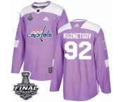 Men's Adidas Washington Capitals #92 Evgeny Kuznetsov Authentic Purple Fights Cancer Practice 2018 Stanley Cup Final NHL Jersey