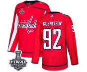 Men's Adidas Washington Capitals #92 Evgeny Kuznetsov Authentic Red Home 2018 Stanley Cup Final NHL Jersey