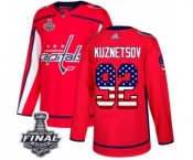 Men's Adidas Washington Capitals #92 Evgeny Kuznetsov Authentic Red USA Flag Fashion 2018 Stanley Cup Final NHL Jersey