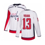 Men's Capitals #13 Jakub Vrana White Road Authentic Stitched Hockey Jersey