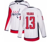 Men's Capitals #13 Jakub Vrana White Road Authentic Stitched Hockey Jersey