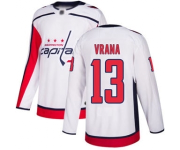 Men's Capitals #13 Jakub Vrana White Road Authentic Stitched Hockey Jersey