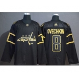 Men's Capitals #8 Alex Ovechkin Black Gold Authentic Stitched Hockey Jersey