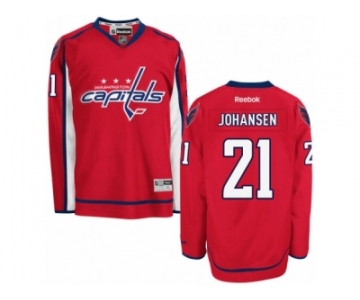 Men's Reebok Washington Capitals #21 Lucas Johansen Authentic Red Home NHL Jersey