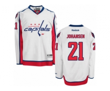 Men's Reebok Washington Capitals #21 Lucas Johansen Authentic White Away NHL Jersey