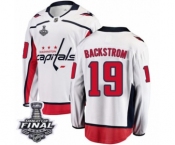 Men's Washington Capitals #19 Nicklas Backstrom Fanatics Branded White Away Breakaway 2018 Stanley Cup Final NHL Jersey