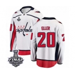 Men's Washington Capitals #20 Lars Eller Fanatics Branded White Away Breakaway 2018 Stanley Cup Final NHL Jersey