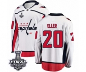 Men's Washington Capitals #20 Lars Eller Fanatics Branded White Away Breakaway 2018 Stanley Cup Final NHL Jersey