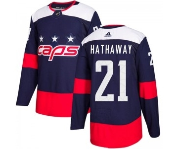 Men's Washington Capitals #21 Garnet Hathaway Adidas Authentic 2018 Stadium Series Jersey - Navy Blue