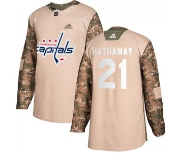 Men's Washington Capitals #21 Garnet Hathaway Adidas Authentic Veterans Day Practice Jersey - Camo