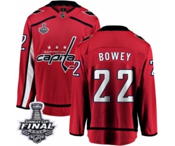 Men's Washington Capitals #22 Madison Bowey Fanatics Branded Red Home Breakaway 2018 Stanley Cup Final NHL Jersey