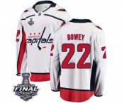 Men's Washington Capitals #22 Madison Bowey Fanatics Branded White Away Breakaway 2018 Stanley Cup Final NHL Jersey