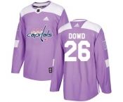 Men's Washington Capitals #26 Nic Dowd Adidas Authentic Fights Cancer Practice Jersey - Purple